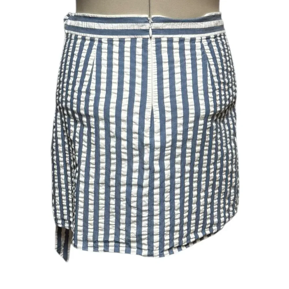 J.Crew Cotton Faux Wrap Skirt Blue White Stripe Petite 2